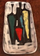 Italian Pottery Tray Eames Fantoni Gambone Atomic Age Abstract Signed AM? Italy