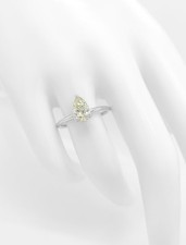 Natural Yellow Diamond 1.01ct Si2 Pear Shape Ring 14k White