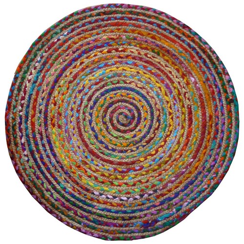 Round multi colour - multi, jute