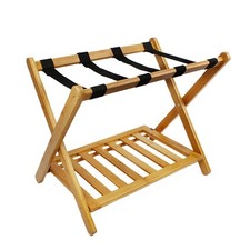 Woodluv Bamboo Folding Luggage Rack Suitcase Stand Bamboo Luggage Stand Backpack