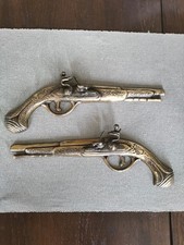 Pair of Lombard Brass Wall Mounted Pistols c.1970, 32cm Length, Good Cond.