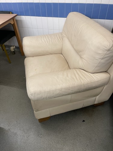 Cream leather seater sofa - 2,