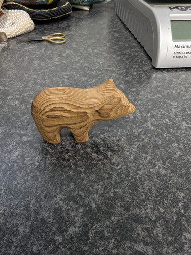 Vintage carved wooden bear - vintage,