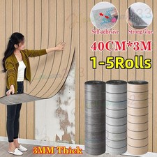 5X 3M Thicken Self Adhesive Thermal Insulation Wallpaper Linen Wood Wall Sticker