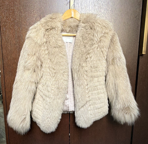 Beige real fox fur - real, front