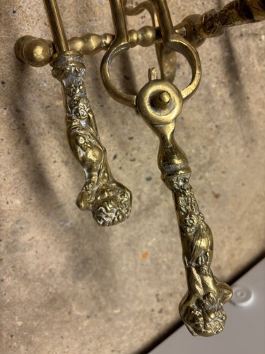 Brass fire dogs companion set - dogs,
