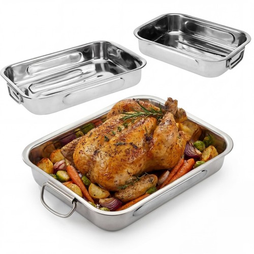 Stainless steel roasting trays - stainless,