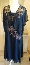 Joanna Hope Size 24 Navy Beaded Dress Bolero Shrug NEW Cruise Mother Of Bride
