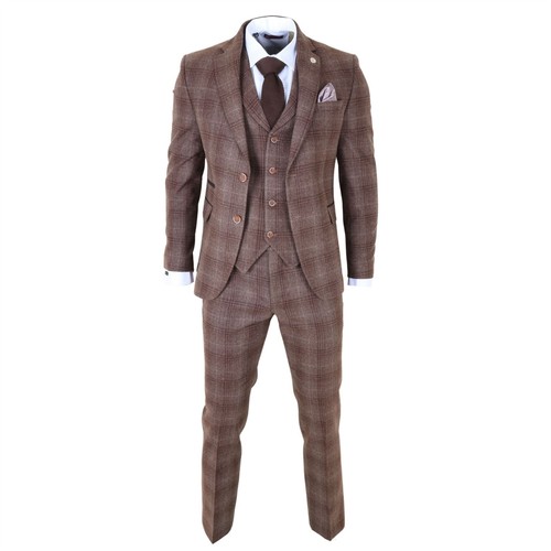 Men brown tweed check 3 - men's,