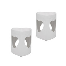 2 White Heart Tea Light Wax