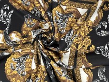 Black Gold Baroque Fabric by the Yard / Metre – Luxury Designer Material 151cm