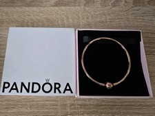 Pandora Rose Gold Logo Ball Charm Bracelet Bangle Size 19cm New In Box