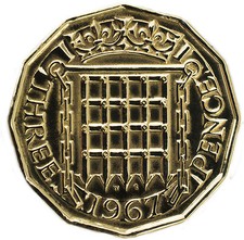 POLISHED BRASS THREE PENCES 1937-1967 CHOICE OF YEAR / DATE WEDDING BIRTHDAY