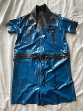 Libidex Latex Rogue Playsuit metallic blue fetish fancy dress uniform