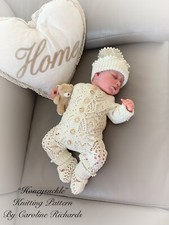 “Honeysuckle” Romper Knitting pattern for Reborn doll 16 -22” or 0-3 Mth Baby