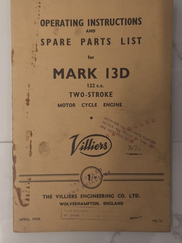Vintage 1954 villiers mark 13d - 1954,