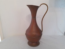 Vintage Large Water Jug Copper & Brass Metal Ewer Pitcher Rustic Jug