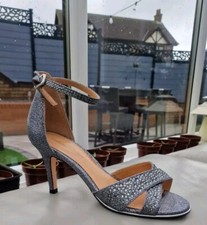 ROLAND CARTIER gatsby flapper size 3 Silver  Metallic ankle strap Shoes  Party