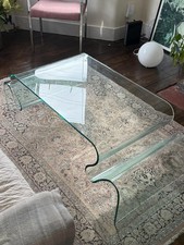 Retro Wave Glass Coffee Table Living Room Furniture Modern Contemporary
