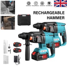2 Batteries + Cordless Hammer Drill SDS Rotary Heavy Duty Electric Impact Hammer