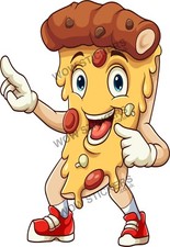 Pizza mascot sticker trailer - pizza, b
