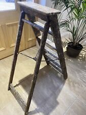 Simplex Antique Wood 6 Rung Step Ladders Wooden Library Iron Fixings Patent 8968