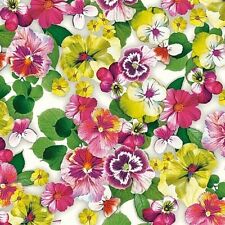 4 x Single Paper Table Napkin/3-Ply/33cm/Decoupage/Flowers/Pansy All Over