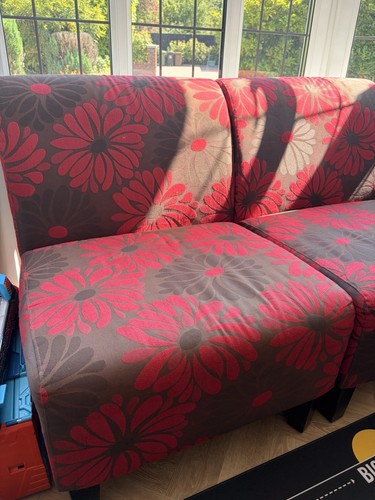 Fabric armchairs red grey - 2x,