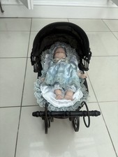 Vintage Doll Stroller ~ Wood Black/Brown