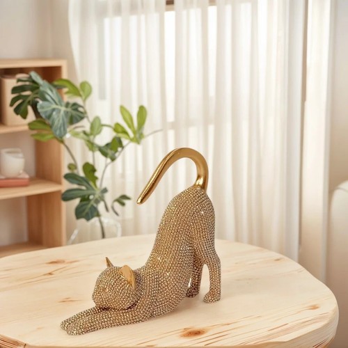 Resin lazy cat figurine - cat,