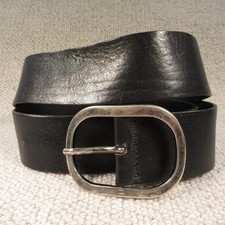 Sam Brown Leather Belt Size 38 Large Black Wide Solid Vintage