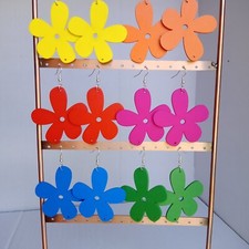 Large Flower earrings PopArt style CHOOSE Bright colours BIG Bohemian Hippy 60s