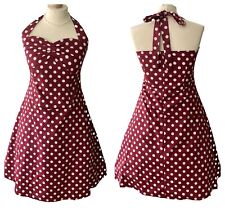 8 10 12 14 16 18 RED WHITE POLKADOT 1950s VINTAGE HALTER DRESS RETRO ROCKABILLY