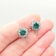 Antique Solid Silver Emerald &