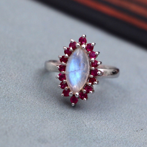 Rainbow moonstone marquise - moonstone,