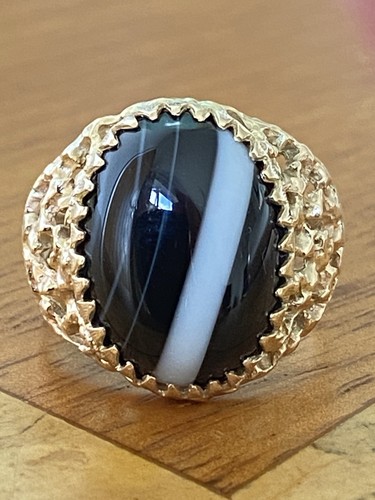 9ct gold banded agate - &,