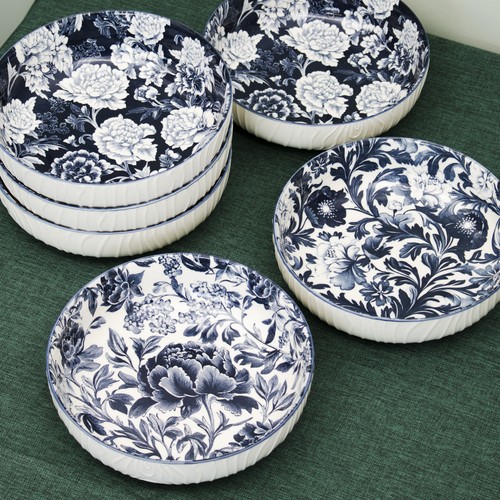 Set blue white floral - &,