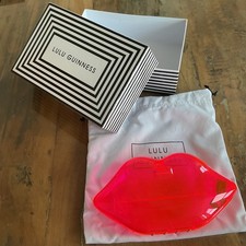 Lulu Guinness Small Neon Pink Translucent Perspex Acrylic Lips Clutch Bag