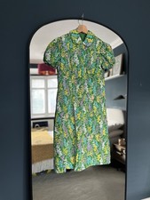 Vintage Green Floral 60s / 70s Dress Size 10 / 12