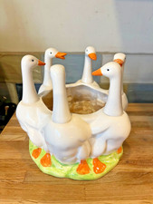 Vintage 70s/80s Gaggle/Circle of Geese Ceramic Plant Pot Vase Pot Pourri - Bowl