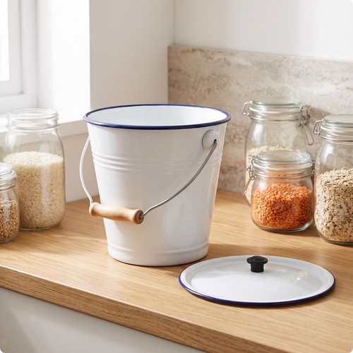 Enamel pail with lid tapered - pail,