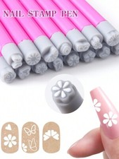 4-6-10-15Pcs Nail Art Stamp Pen Set, Flower & Butterfly Pattern Transfer Kit UK