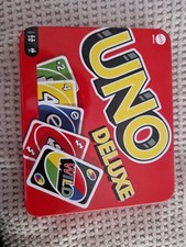 UNO Deluxe Card  Game In Tin By Mattel With Scoring Pad