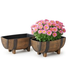Rustic Half Barrel Planters