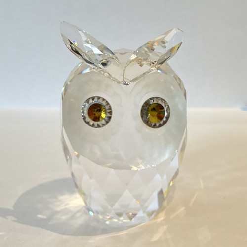 Clear faceted crystal owl - crystal,