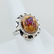 Vintage Mexican Sterling Silver Fire Opal Ring Size 9