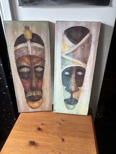 Pair tribal masks canvas - pair, of