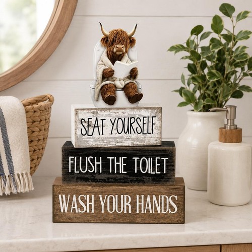 Rustic wooden highland - 4x, cow