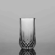 6x Crystal Effect Glass Tumbler Strong Tall Water Juice 330ml Clear Diamond Cut