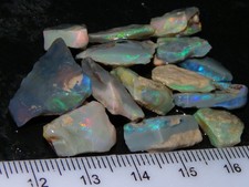 Nice Rough Lightning Ridge Seam Opal Parcel 46cts Green/Blue/Red Bars Australia